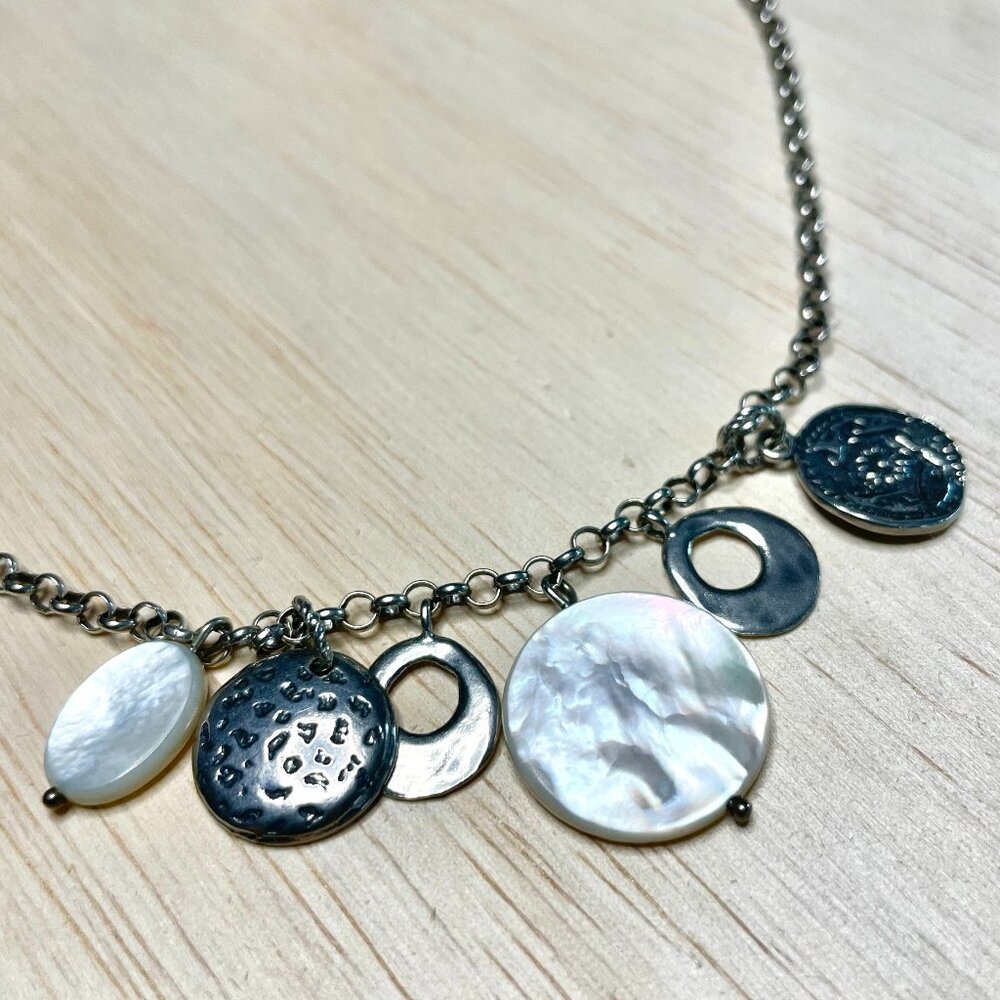 Silpada Sterling Silver and Mother of Pearl Charm Necklace N1830